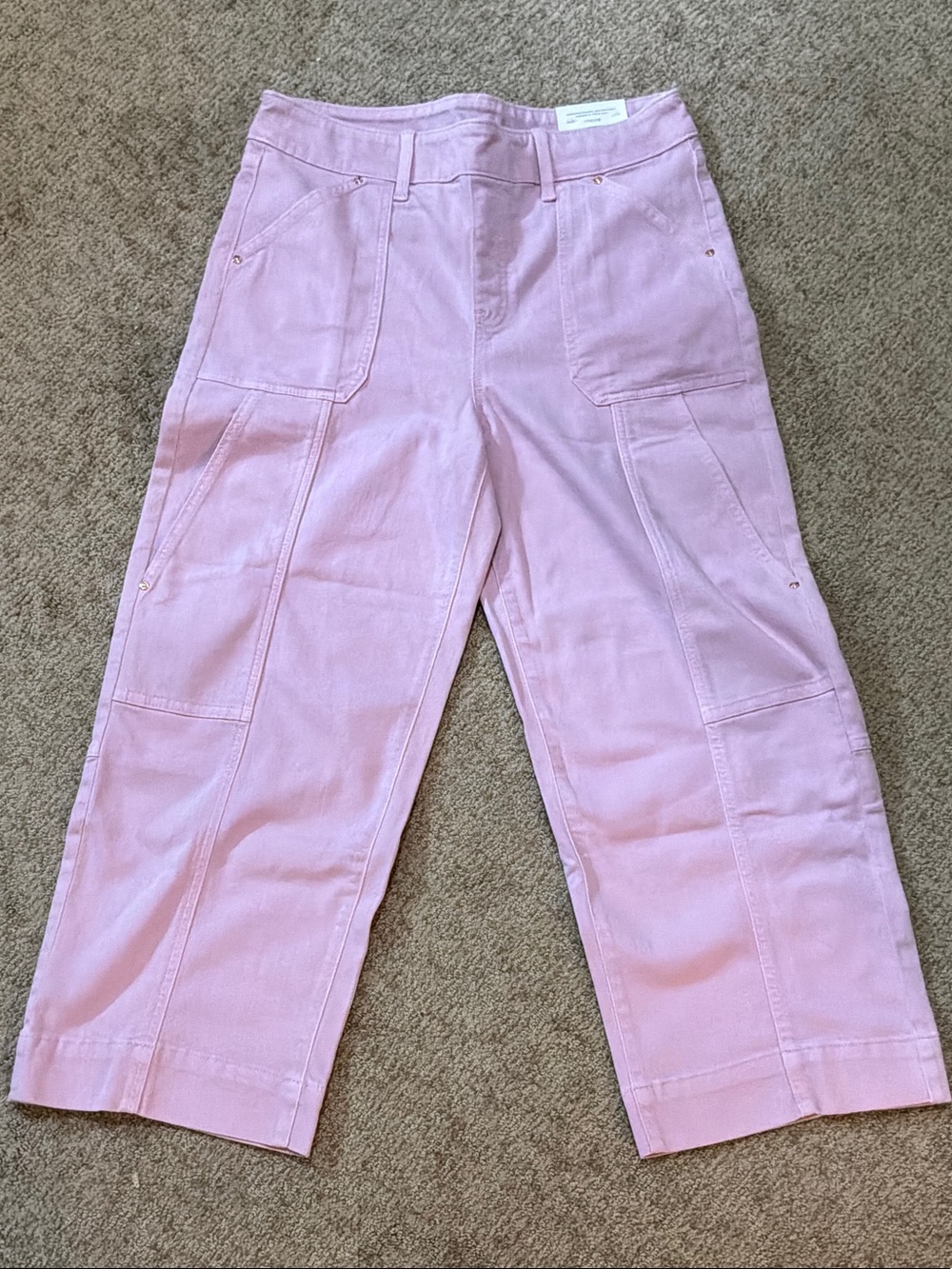 Chico's Pull On Wide Leg Crop Utility/ Cargo Jeans